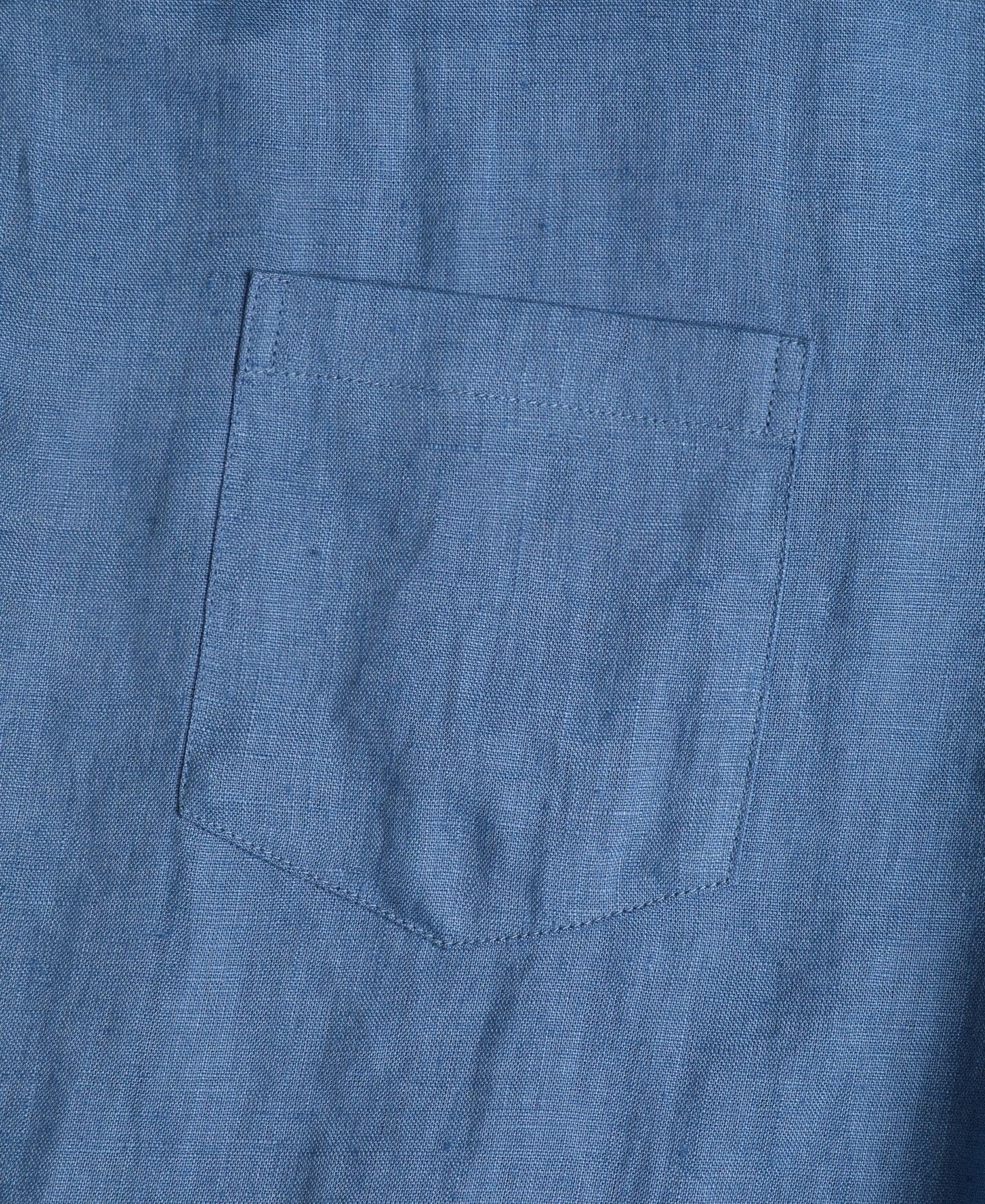 Cuban Collar Linen Shirt - Blue