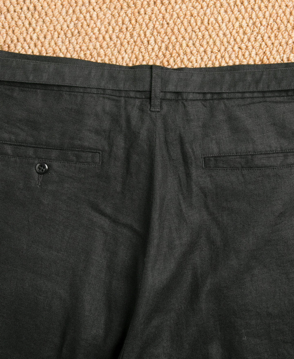 Linen Double Pleated Trousers - Black