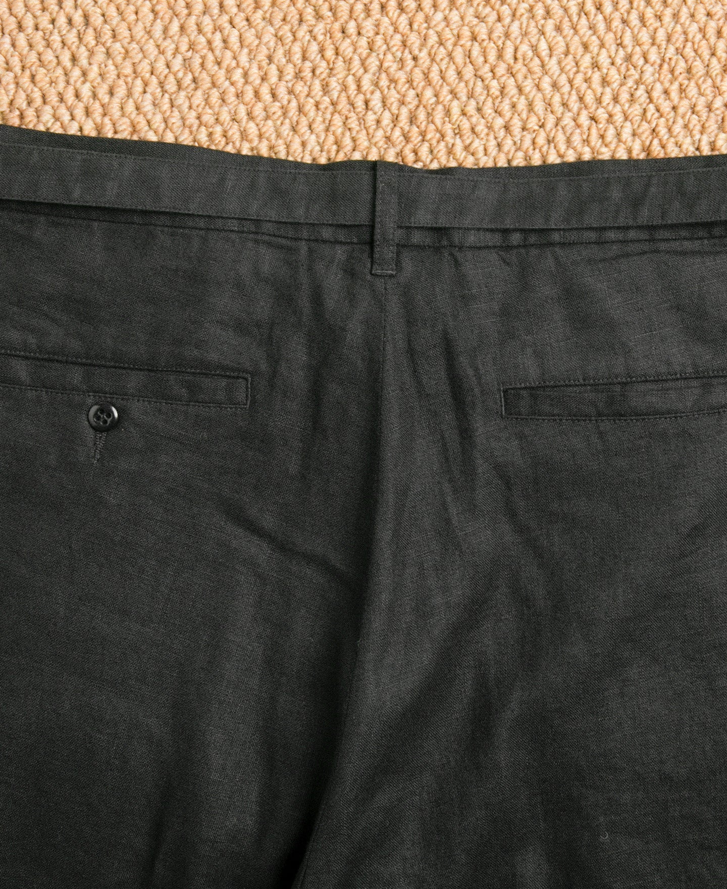 Linen Double Pleated Trousers - Black