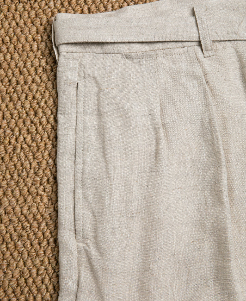 Linen Double Pleated Trousers - Natural