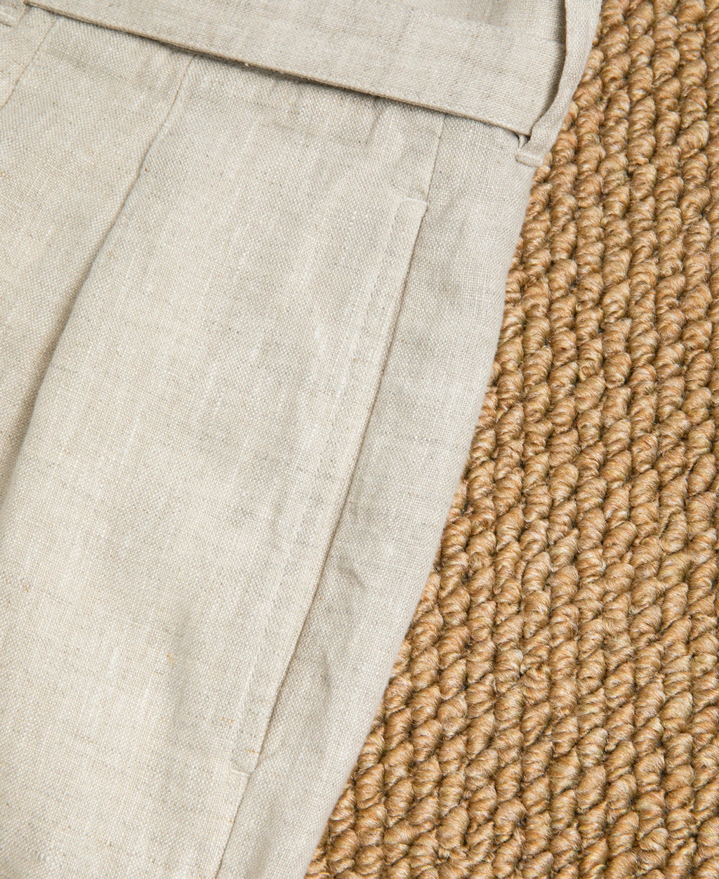 Linen Double Pleated Trousers - Natural