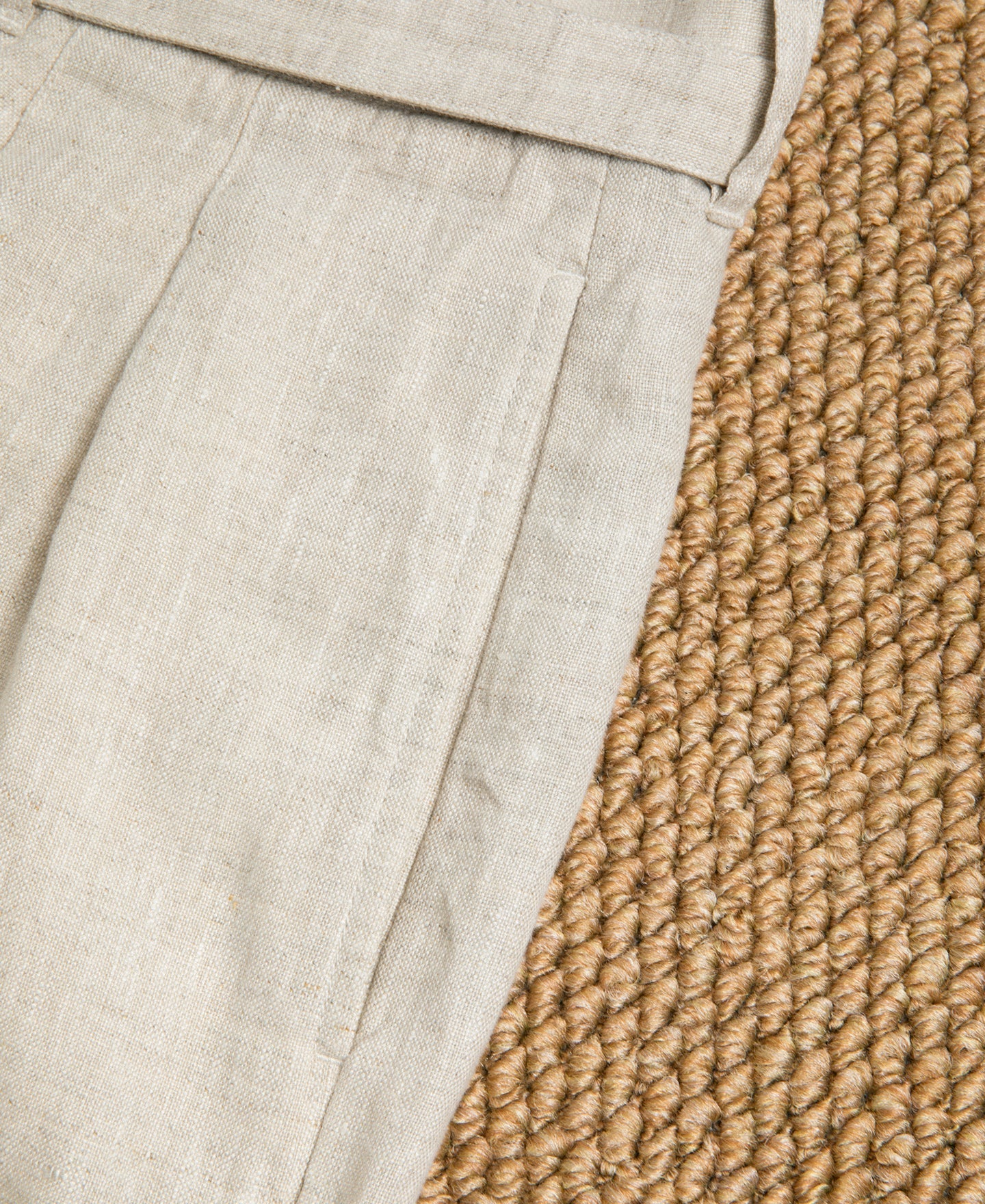 Linen Double Pleated Trousers - Natural