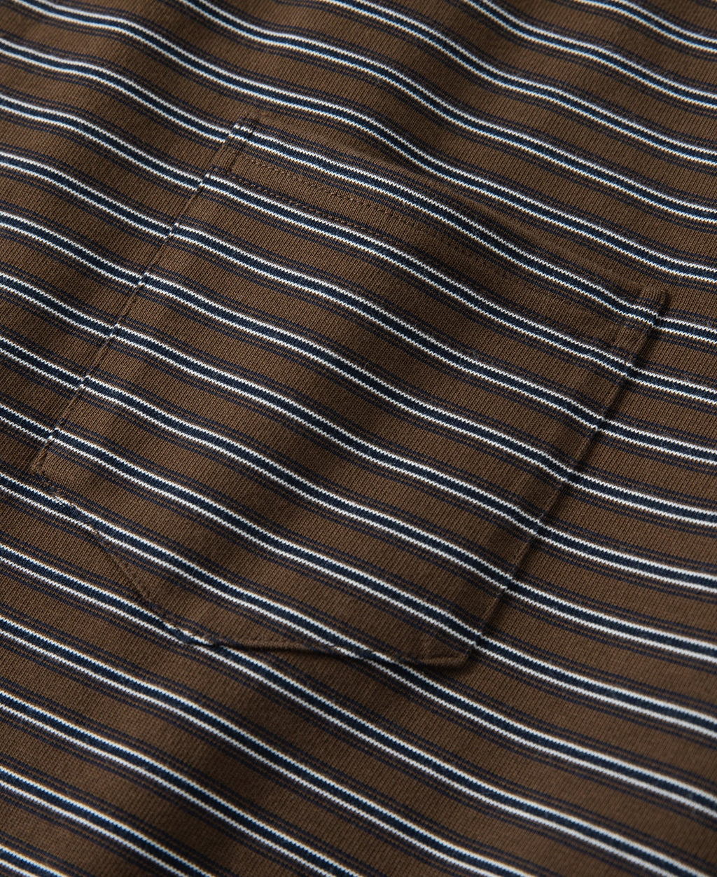 Heavyweight Cotton Striped Pocket T-Shirt - Coffee