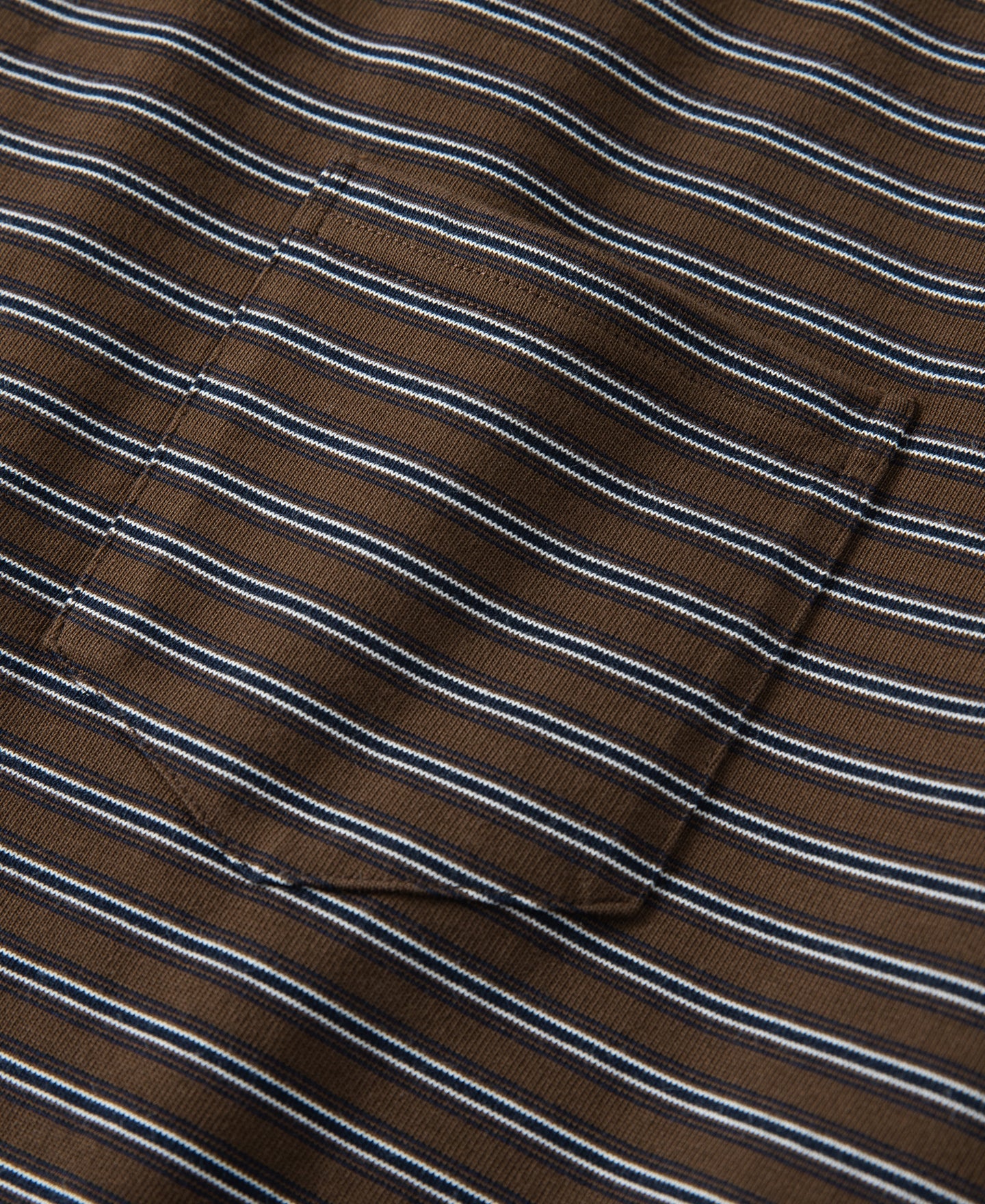 Heavyweight Cotton Striped Pocket T-Shirt - Coffee