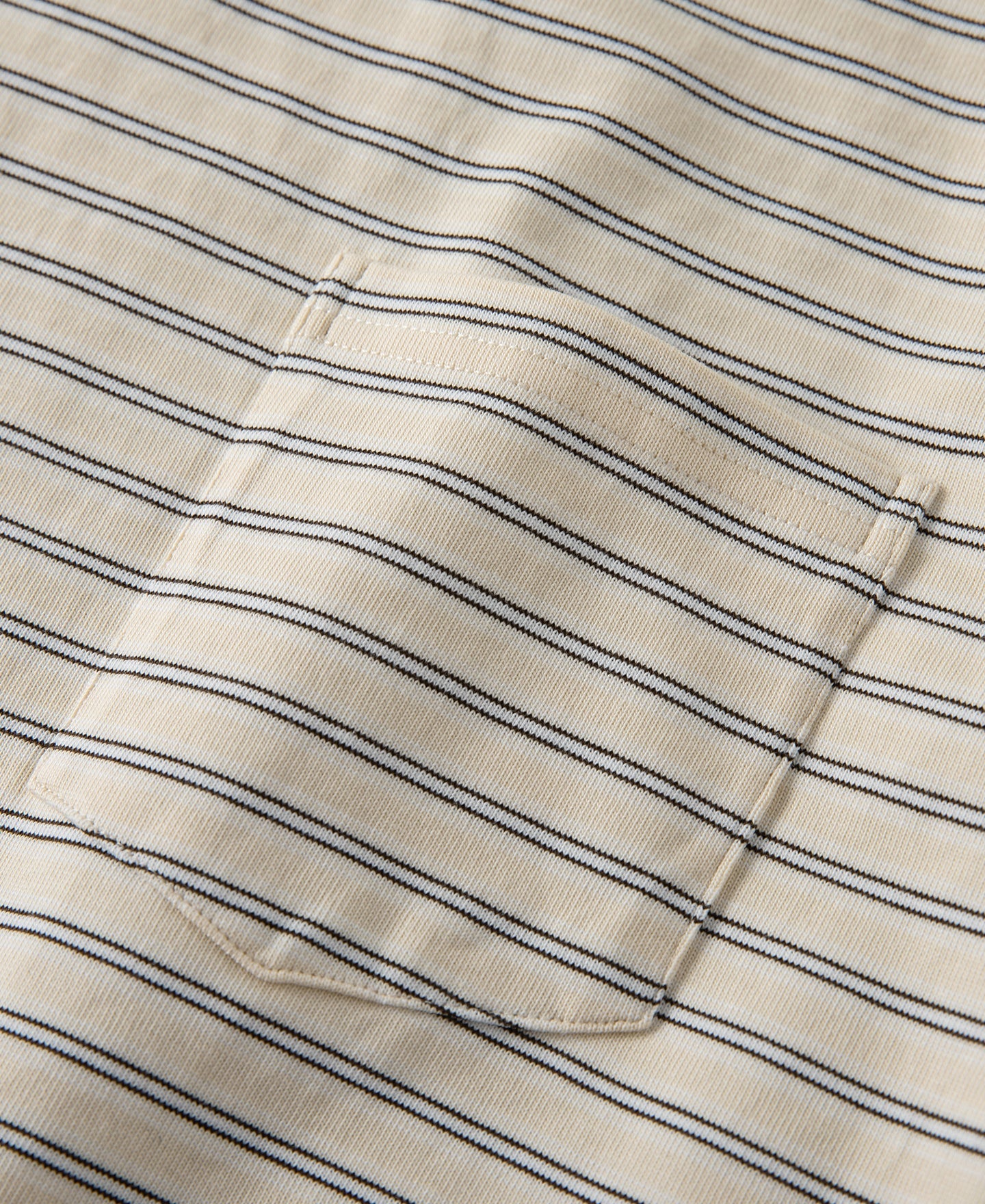 Heavyweight Cotton Striped Pocket T-Shirt - Apricot