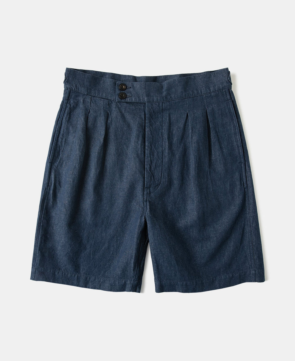 Relaxed Double-Pleated Hemp-Cotton Shorts