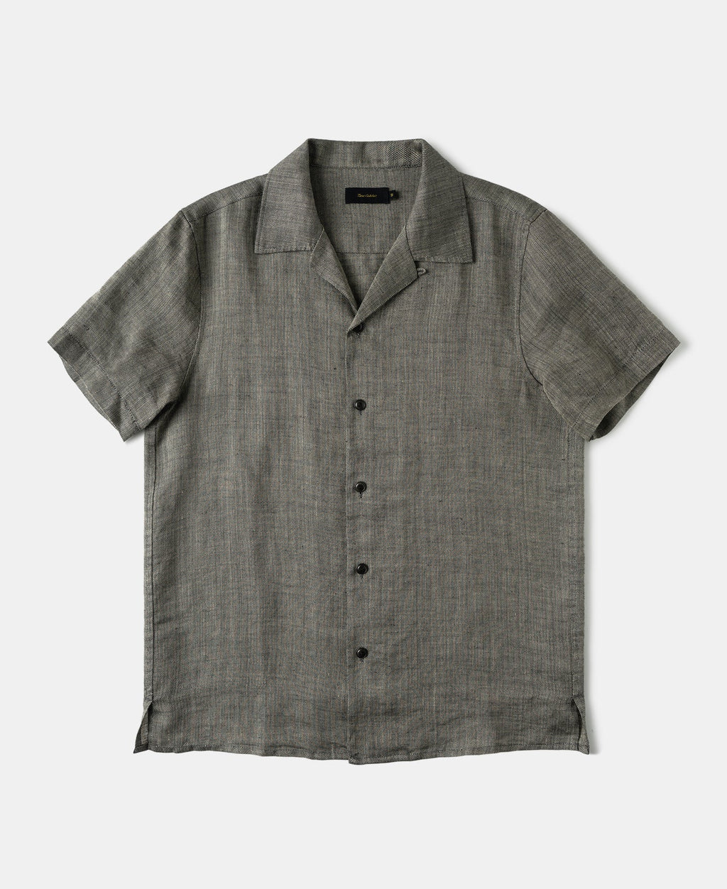 Relaxed Ramie Herringbone Cuban Shirt