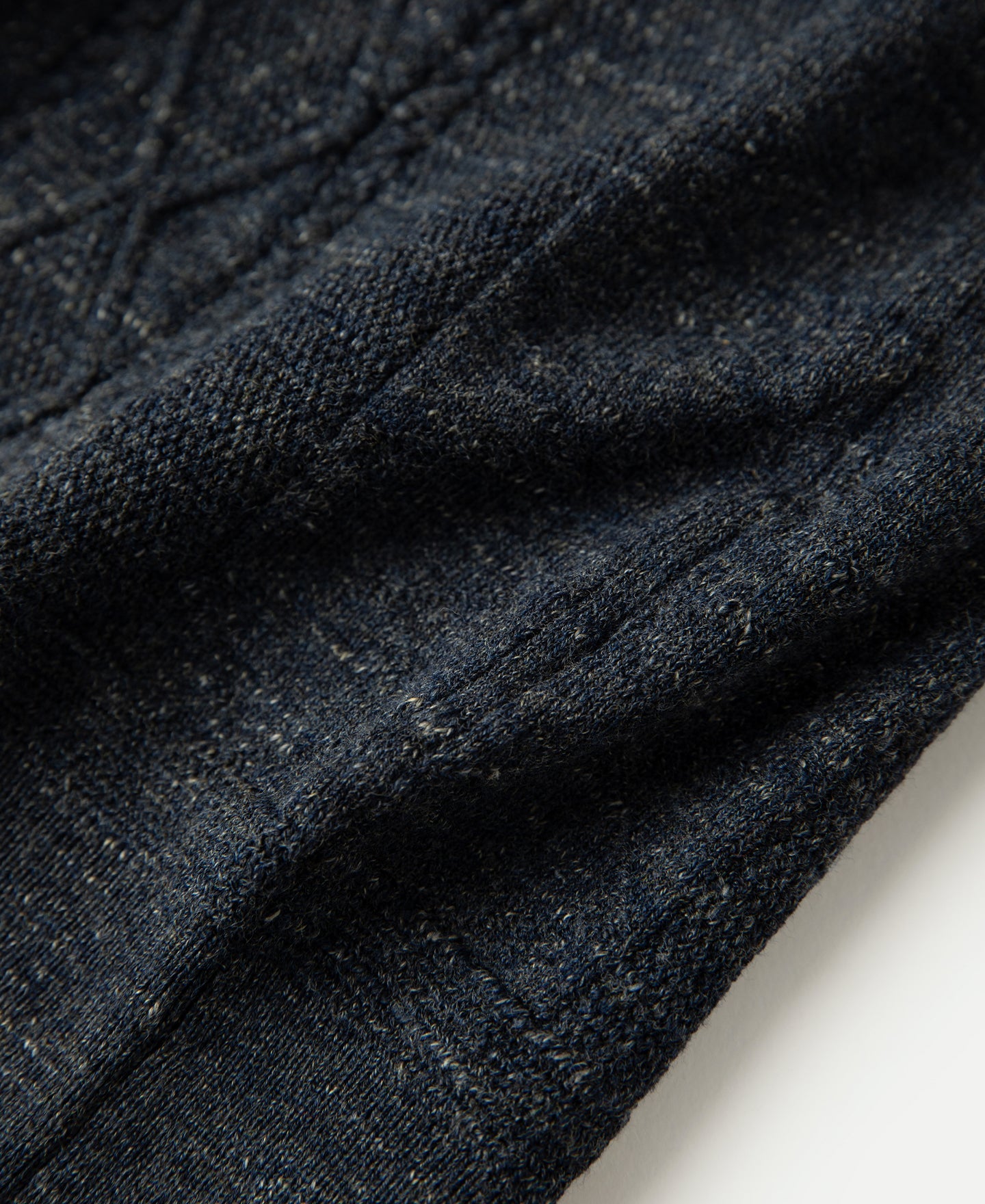 Jacquard Melange Yarn Polo Shirt - Navy