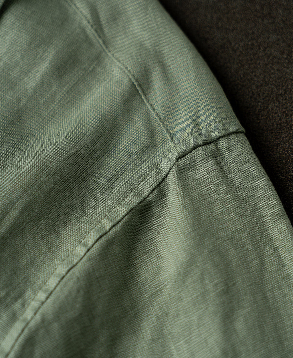 1950s Italian Collar Long Sleeve Linen Shirt - Sage