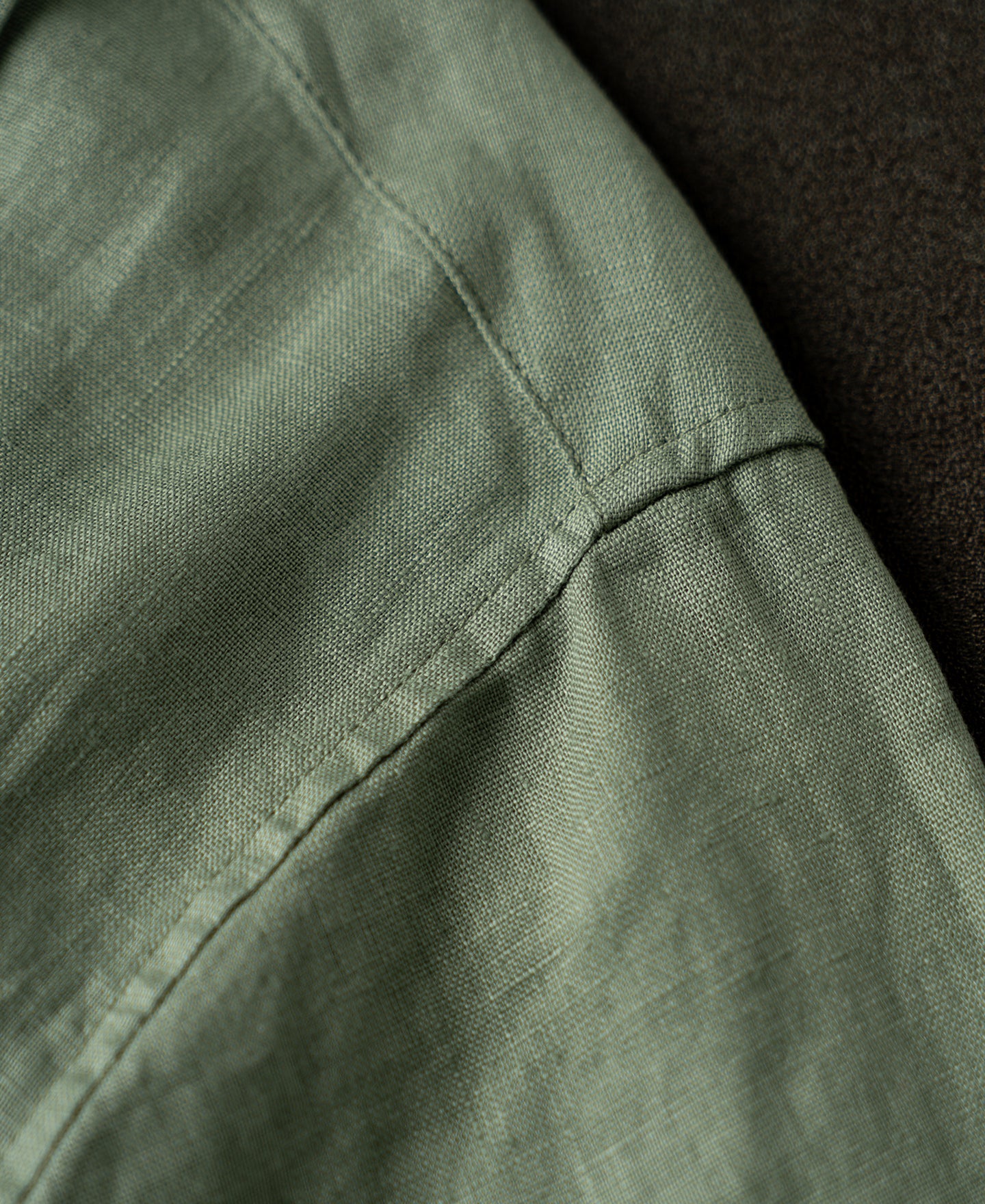 1950s Italian Collar Long Sleeve Linen Shirt - Sage