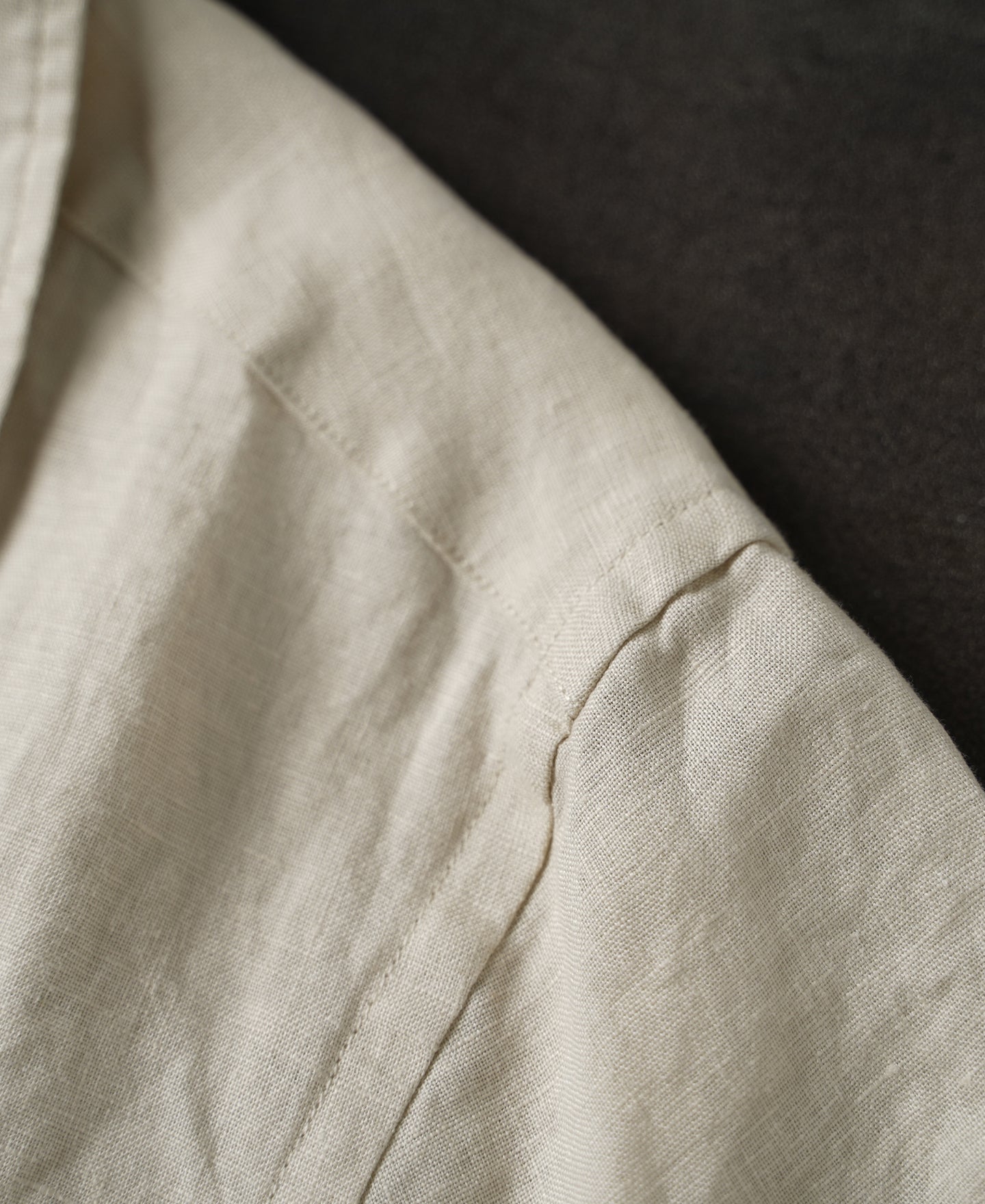 1950s Italian Collar Linen Short Sleeve Shirt - Beige