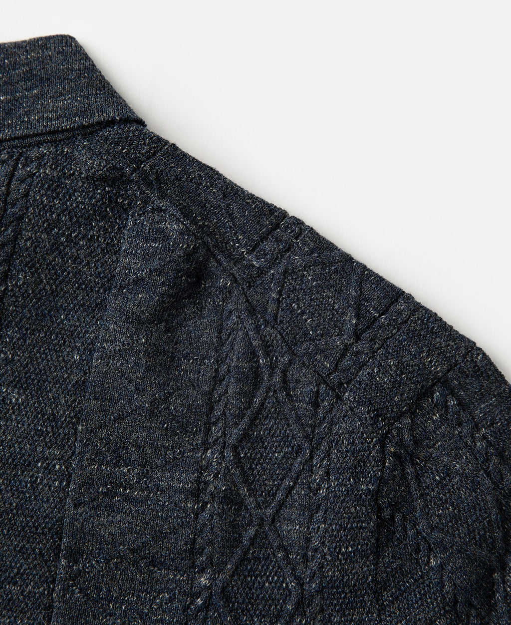 Jacquard Melange Yarn Polo Shirt - Navy
