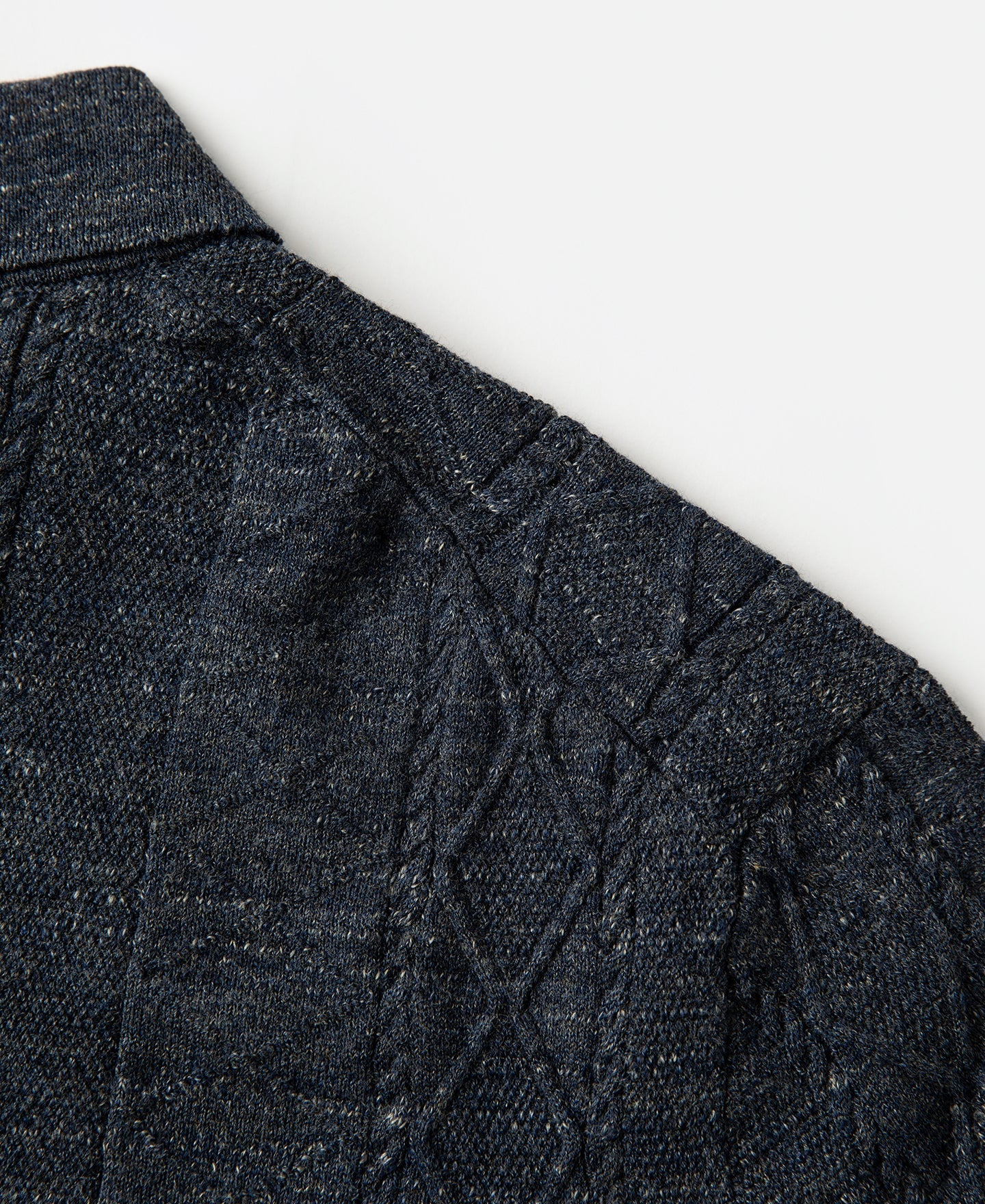 Jacquard Melange Yarn Polo Shirt - Navy