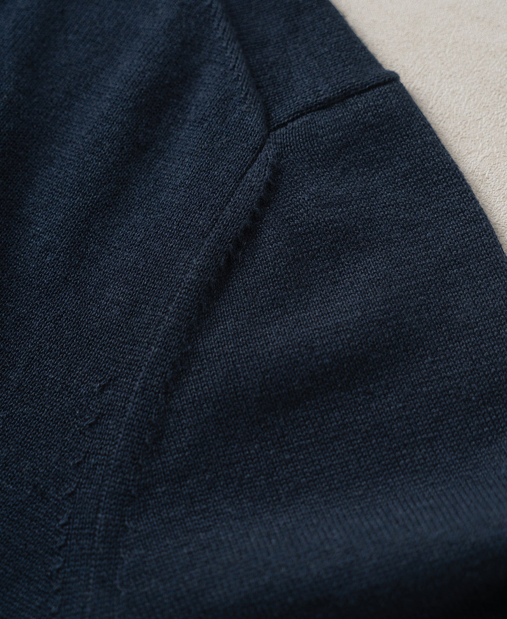 Linen Cotton Blend Knit Johnny Collar Polo - Indigo