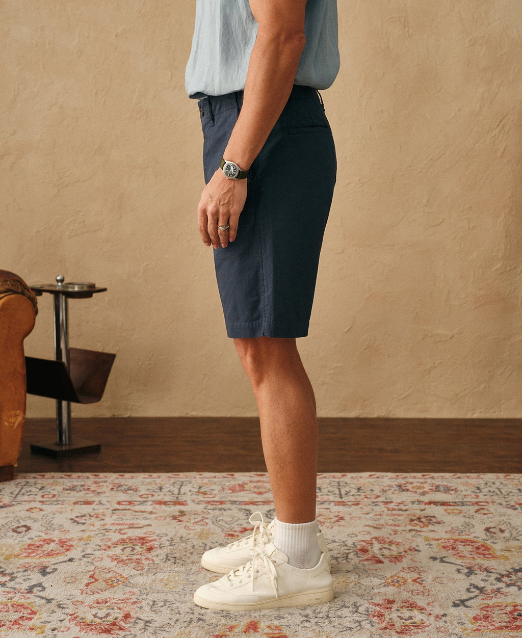 1930s Washed Officer Chino Shorts - Navy
