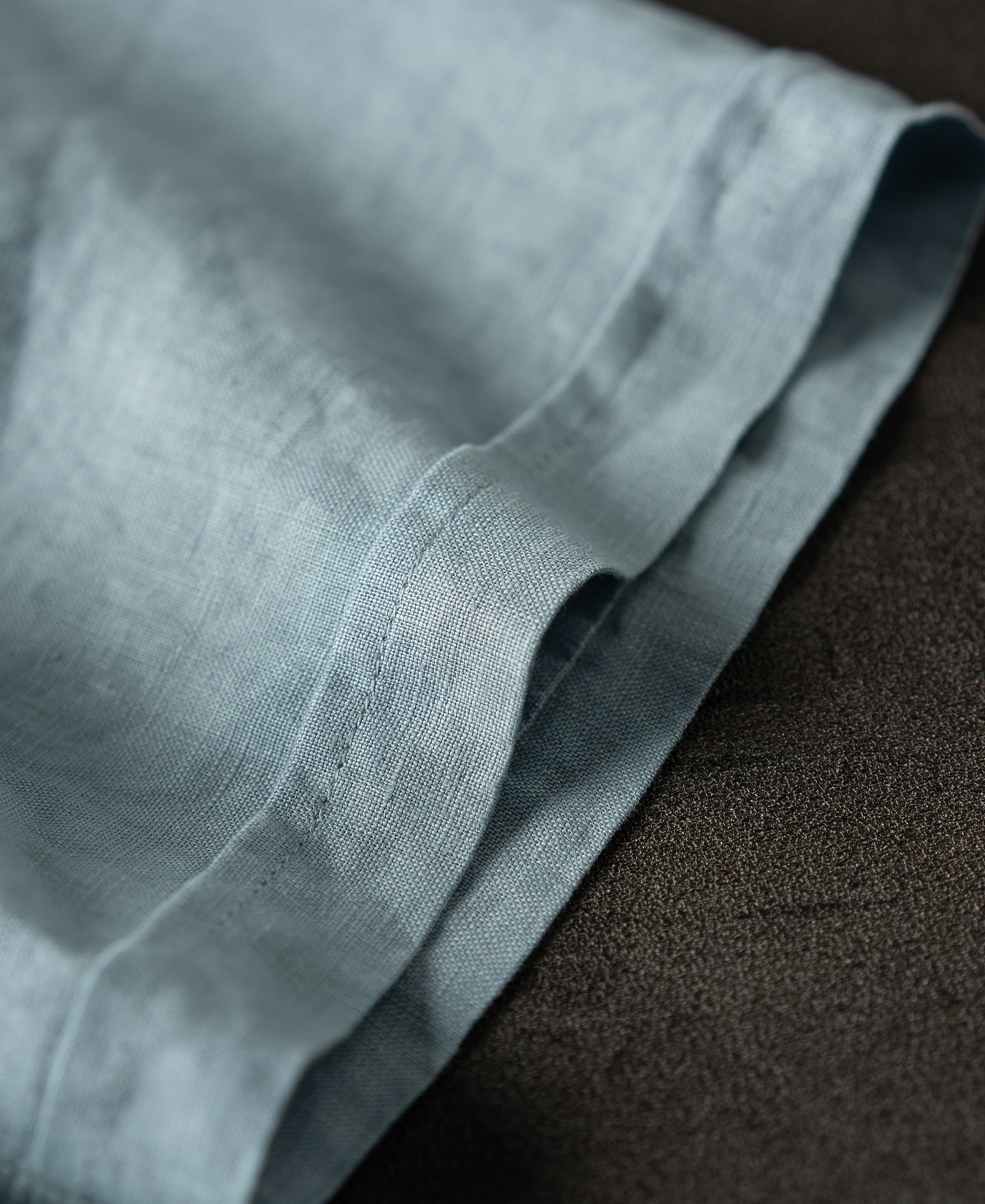1950s Italian Collar Linen Short Sleeve Shirt - Light Blue
