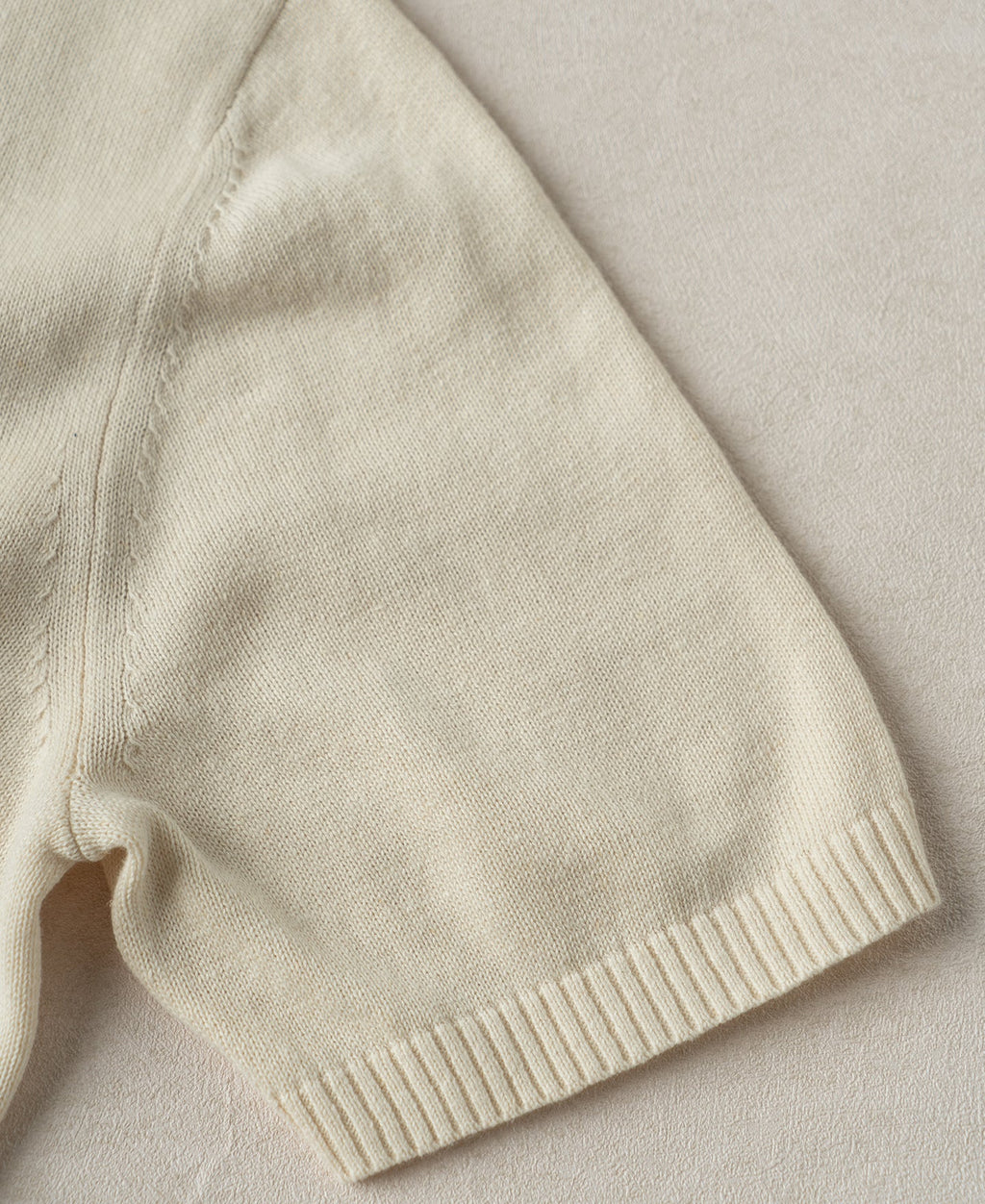 Linen Cotton Blend Knit Johnny Collar Polo - Apricot