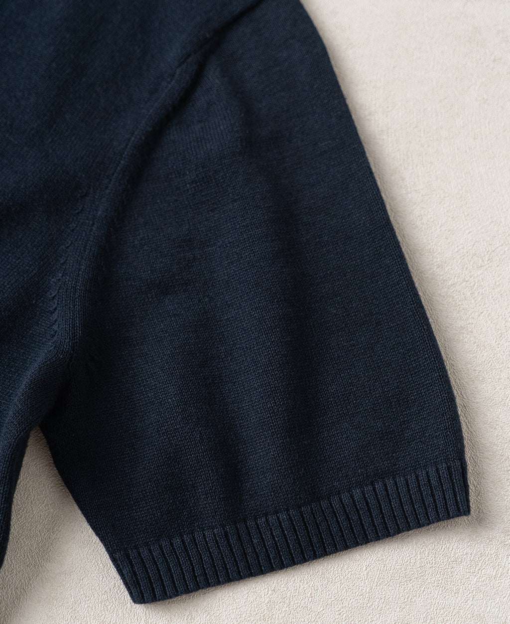 Linen Cotton Blend Knit Johnny Collar Polo - Indigo