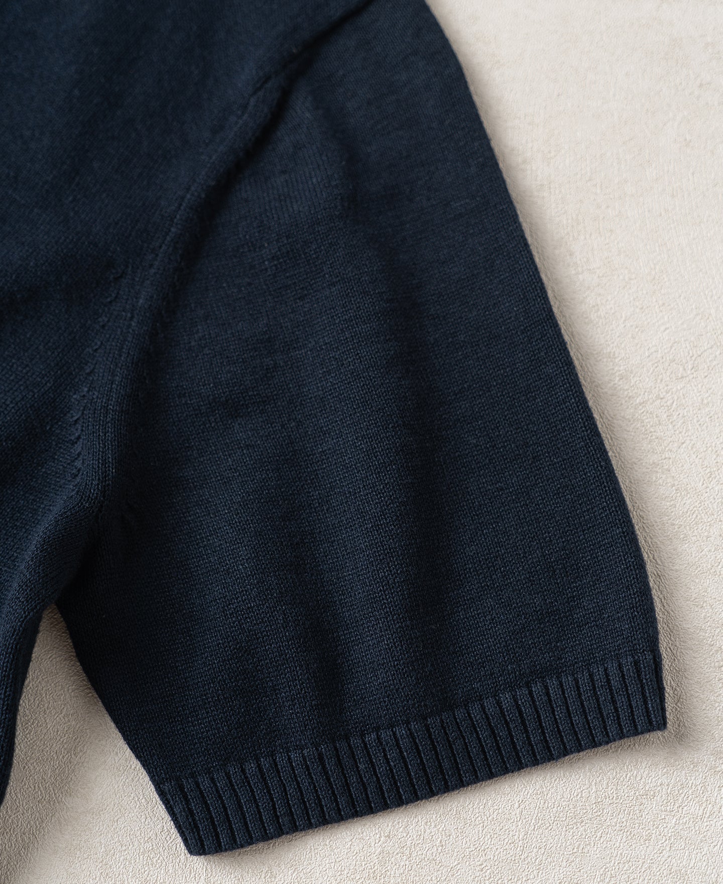Linen Cotton Blend Knit Johnny Collar Polo - Indigo