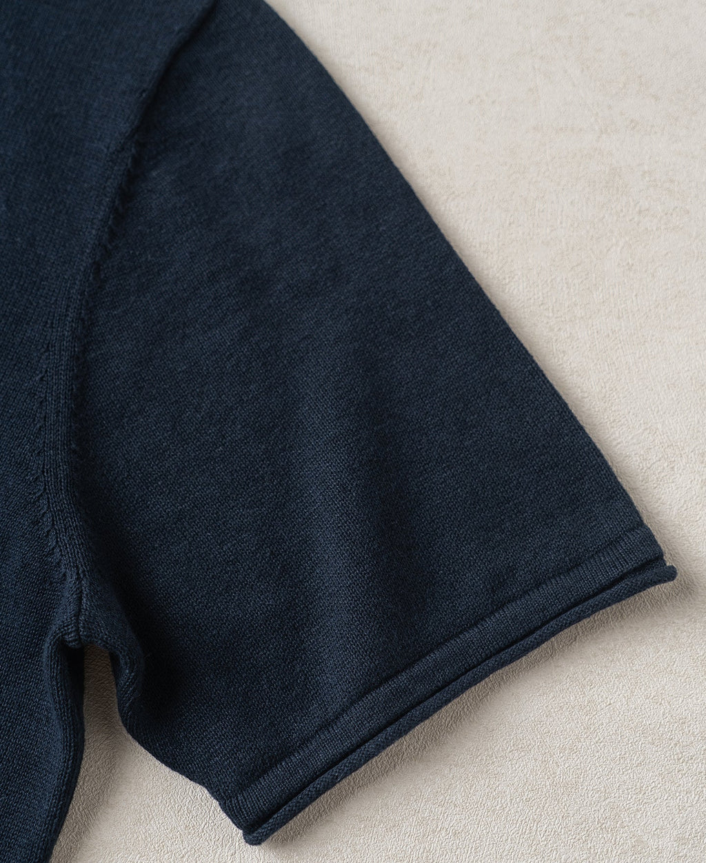 Linen Cotton Blend Knit Henley T-Shirt - Indigo