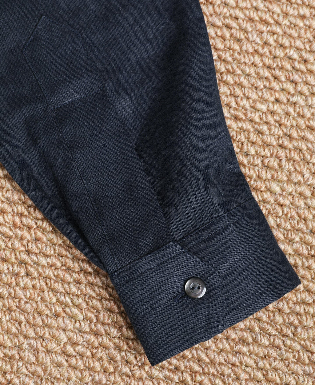 Cuban Collar Linen Shirt - Indigo