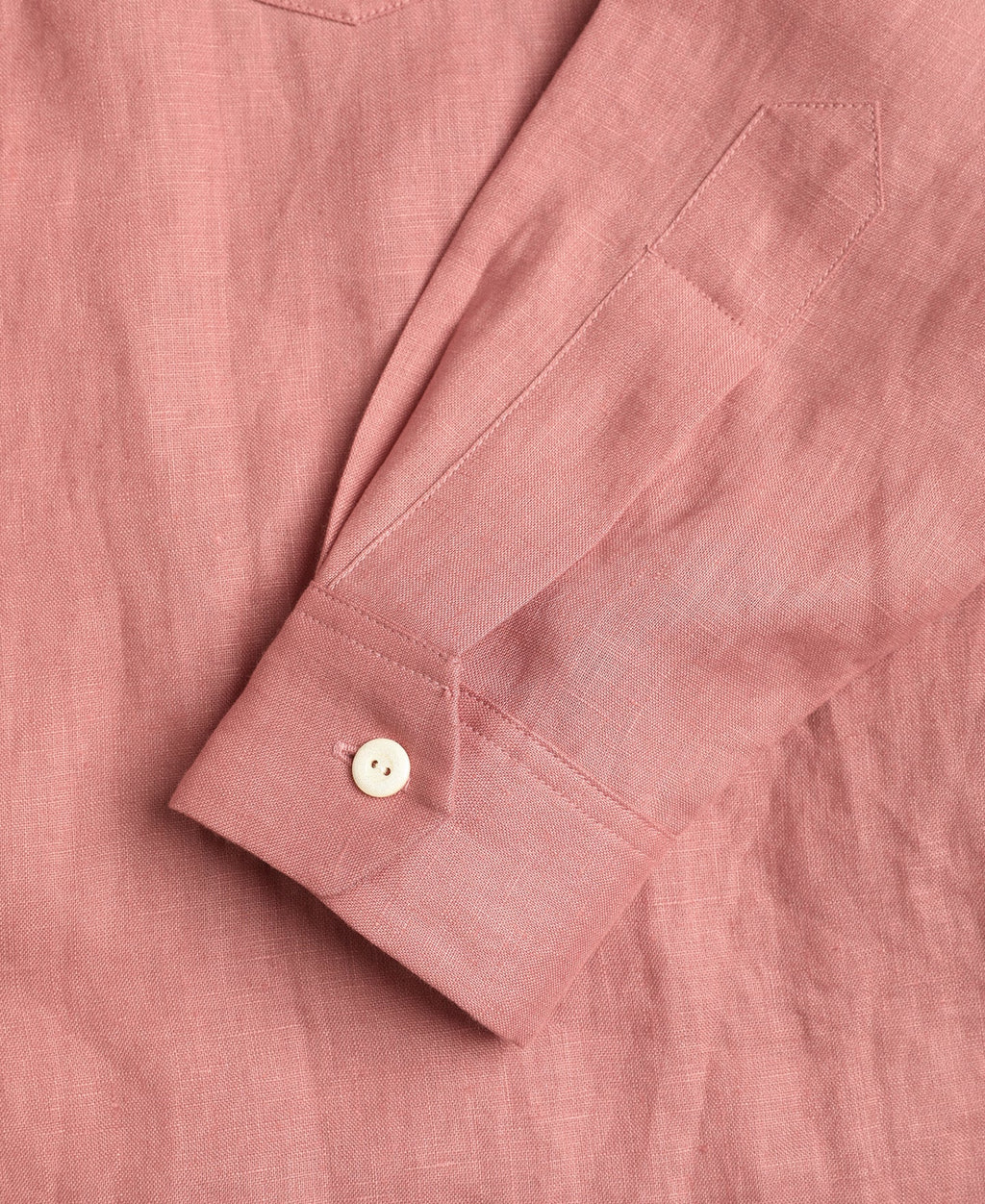 Cuban Collar Linen Shirt - Pink