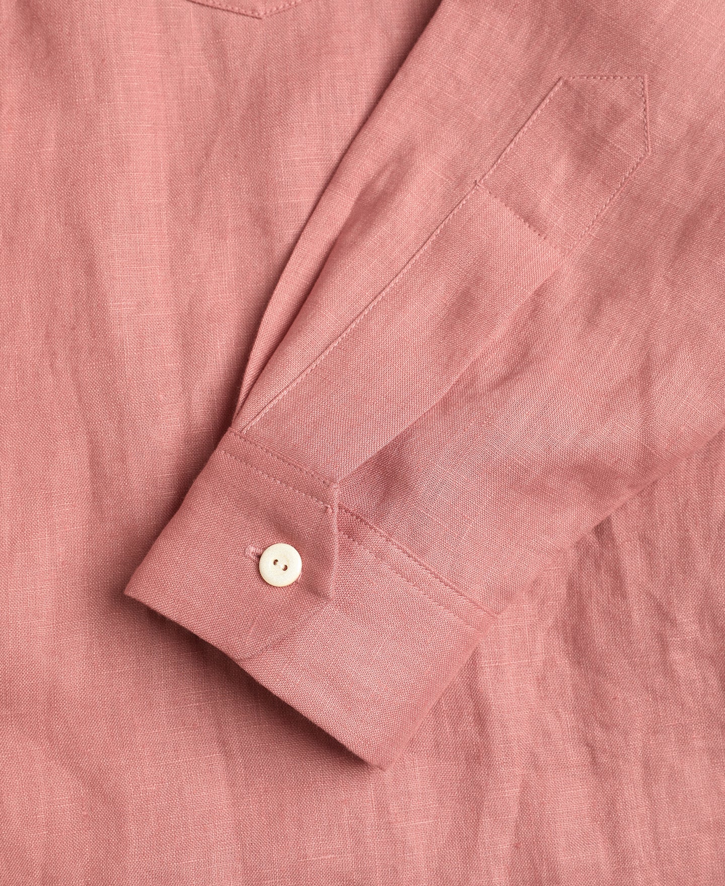 Cuban Collar Linen Shirt - Pink