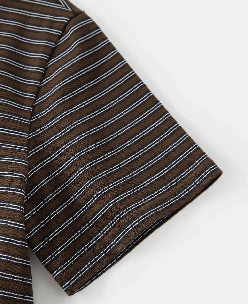 Heavyweight Cotton Striped Pocket T-Shirt - Coffee