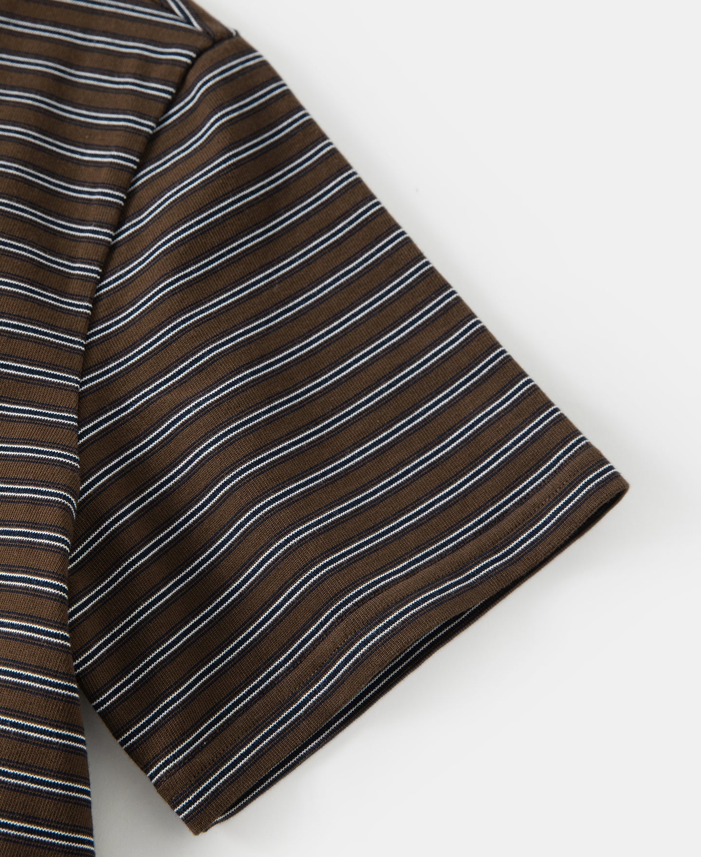 Heavyweight Cotton Striped Pocket T-Shirt - Coffee