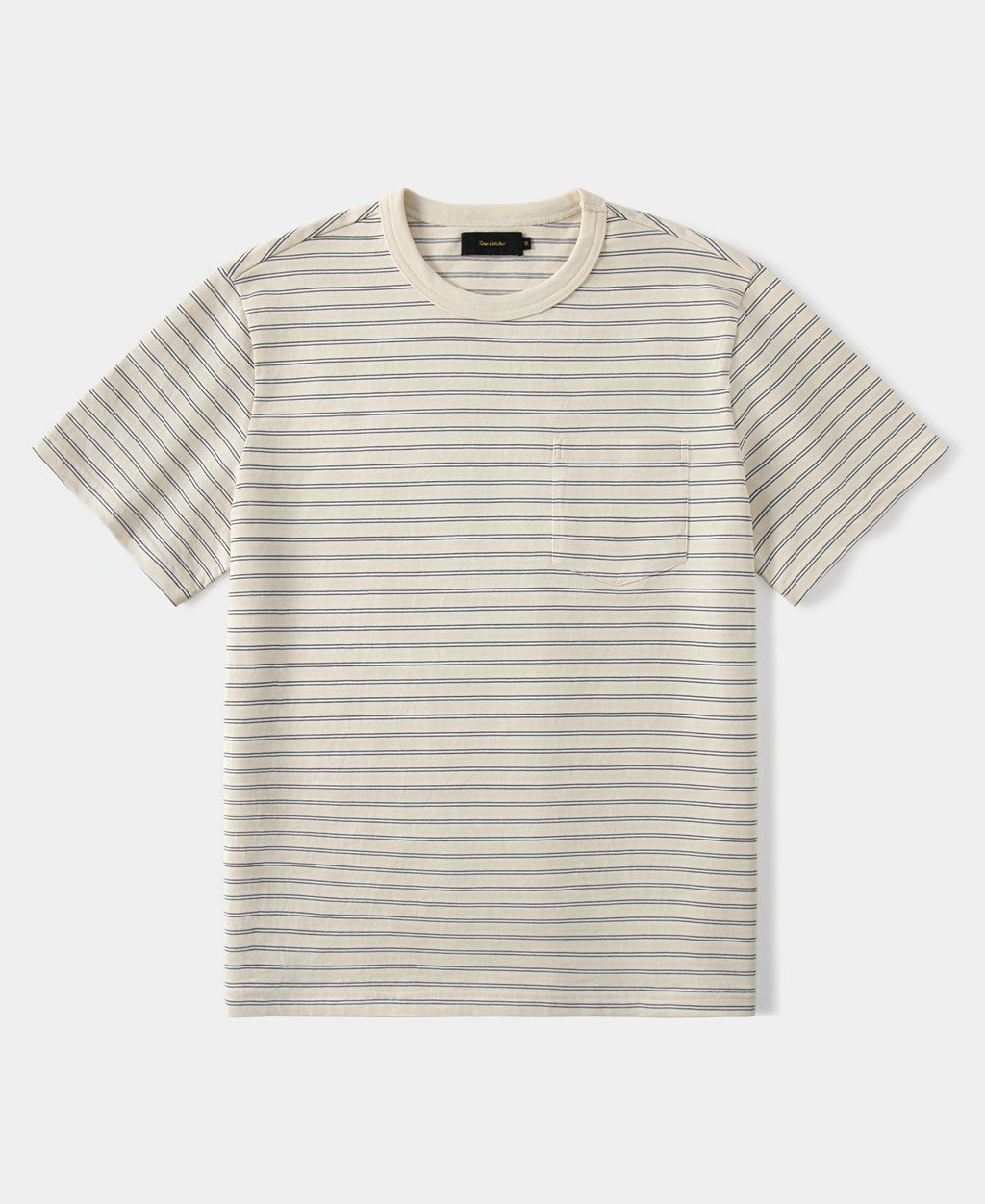 Heavyweight Cotton Striped Pocket T-Shirt - Apricot