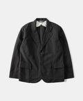Textured Linen-Cotton Blend Sack Jacket – Black