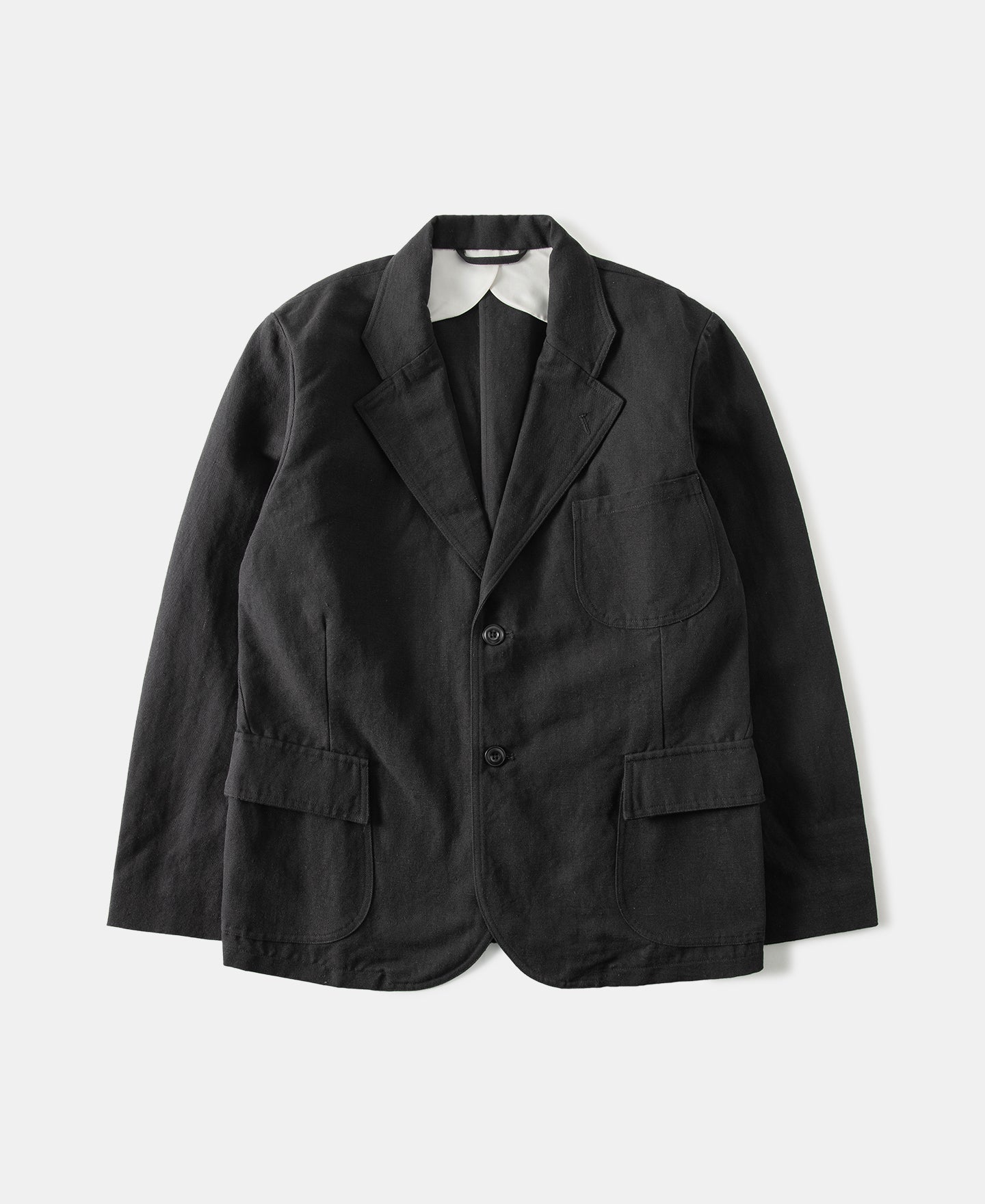 Textured Linen-Cotton Blend Sack Jacket – Black