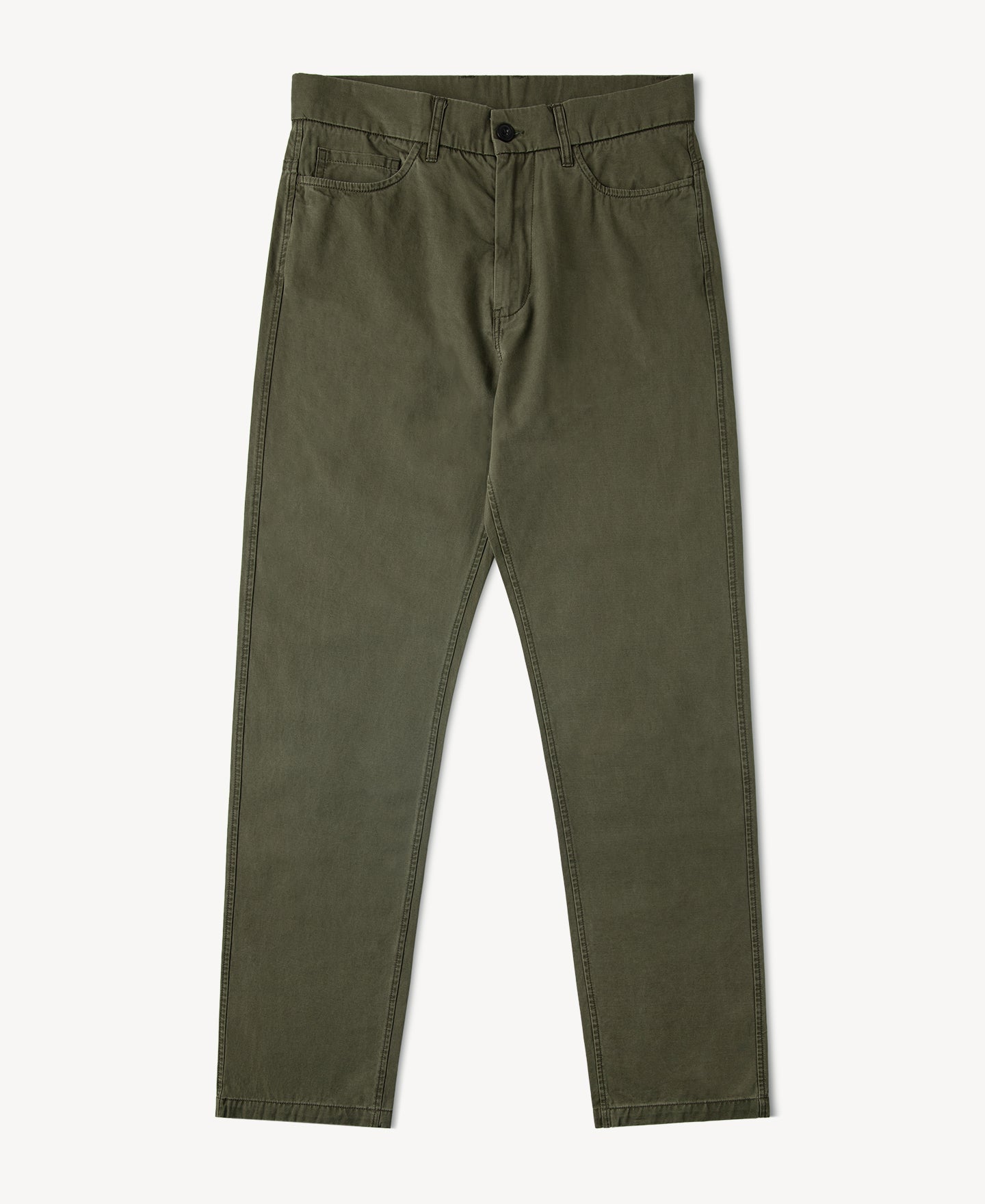 Vintage Washed Tapered 5-Pocket Pants - Olive