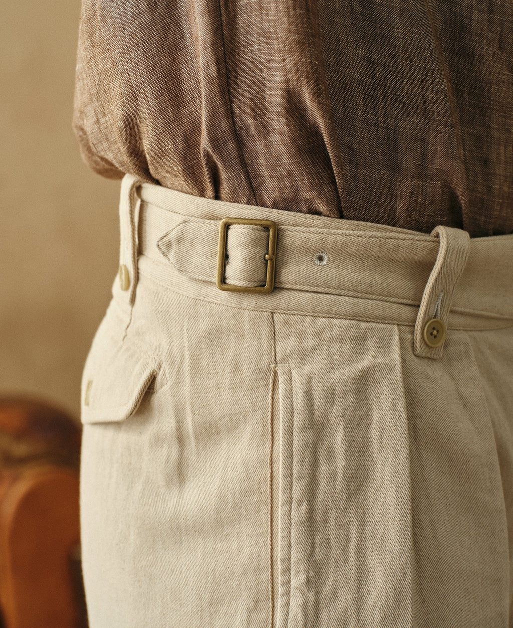 British Army Cotton-Linen Gurkha Shorts - Natural