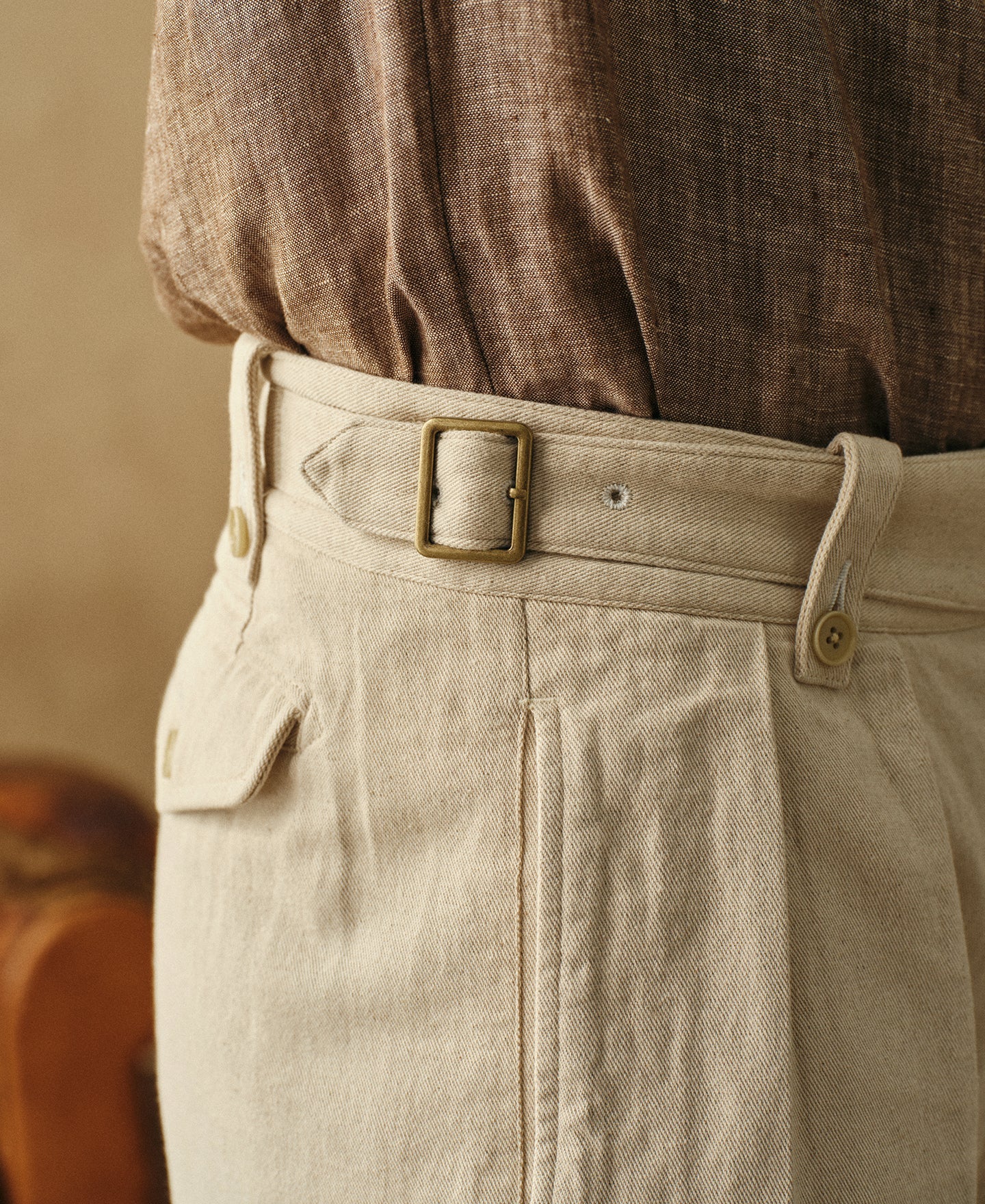 British Army Cotton-Linen Gurkha Shorts - Natural