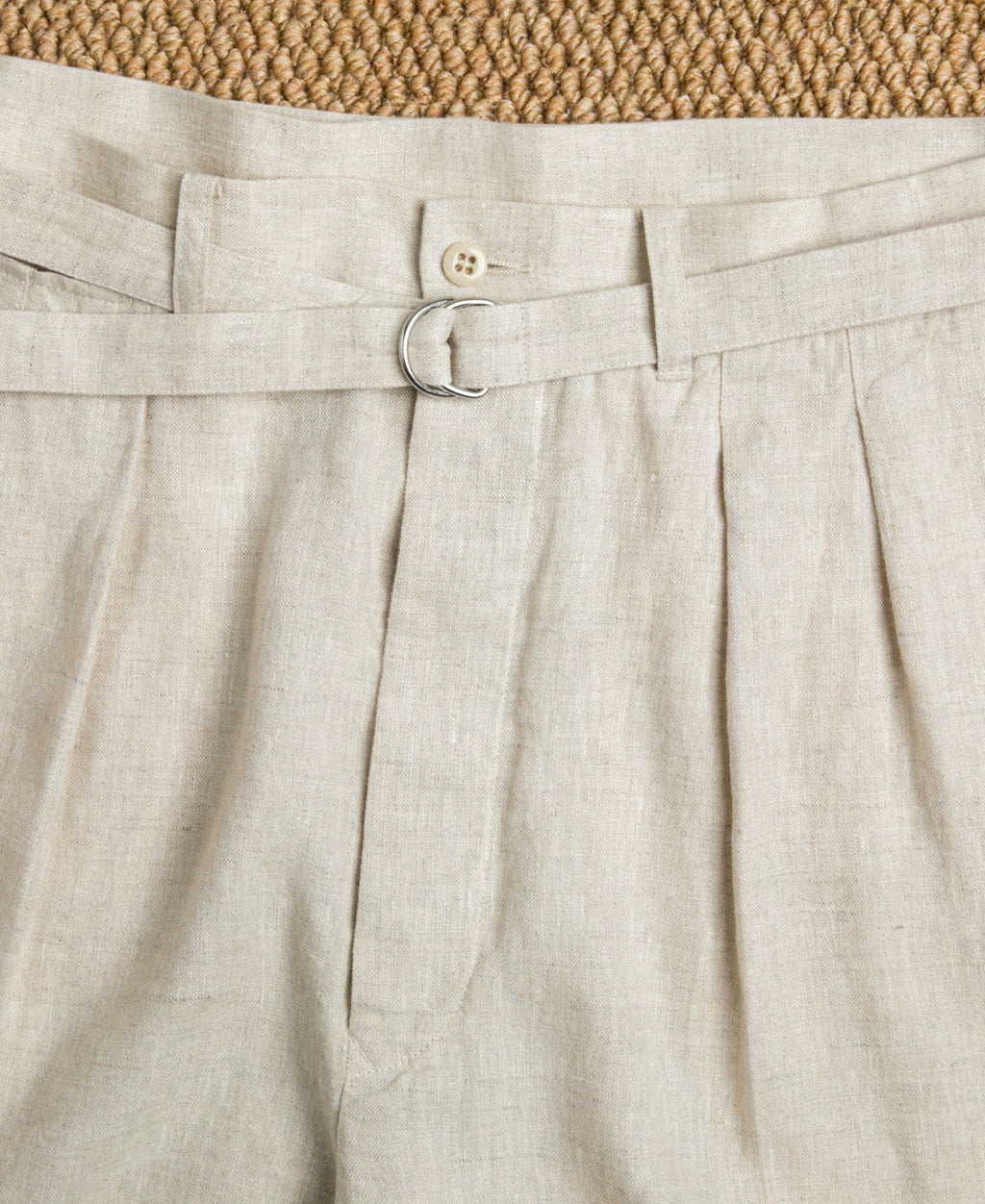 Linen Double Pleated Trousers - Natural