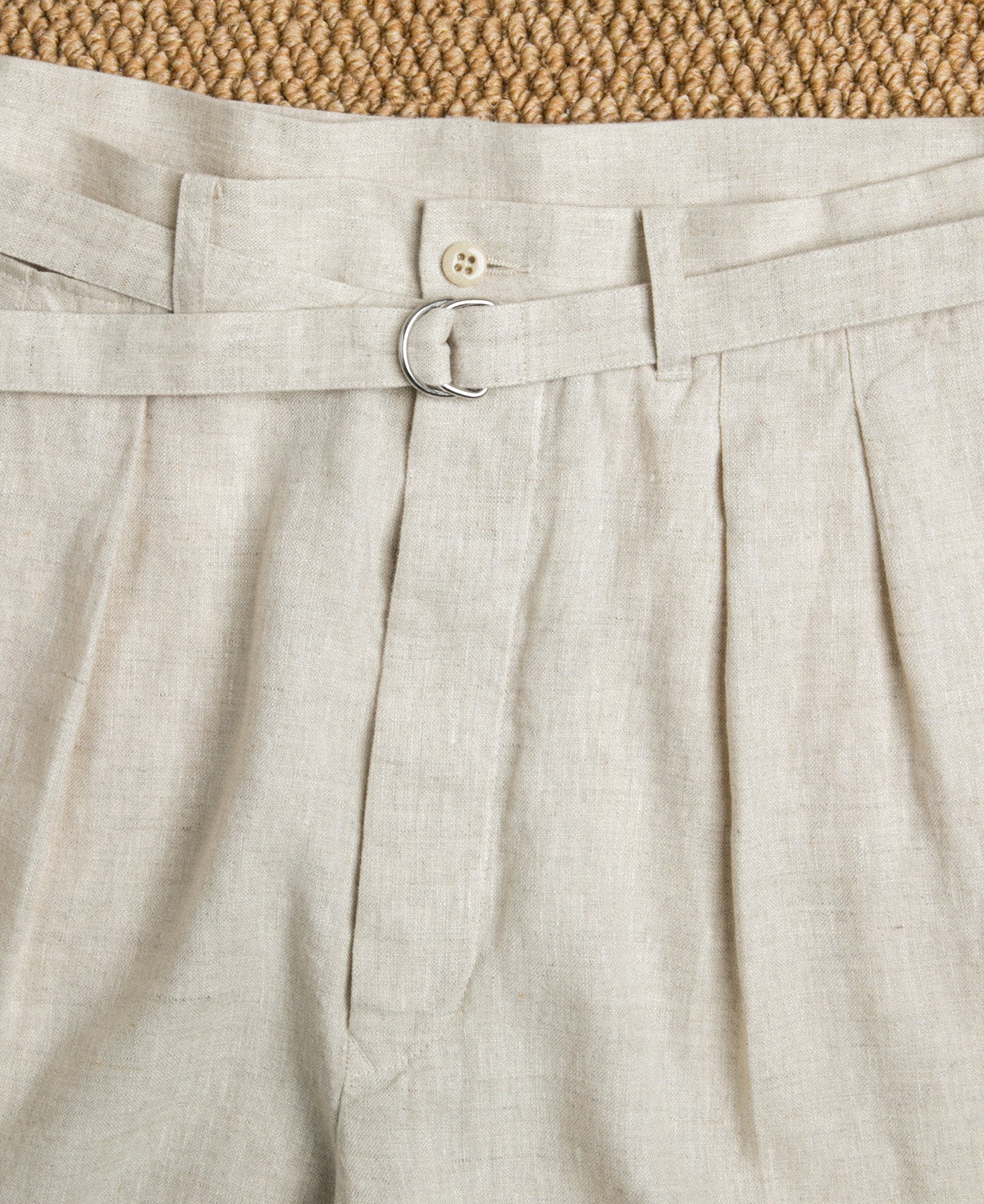 Linen Double Pleated Trousers - Natural