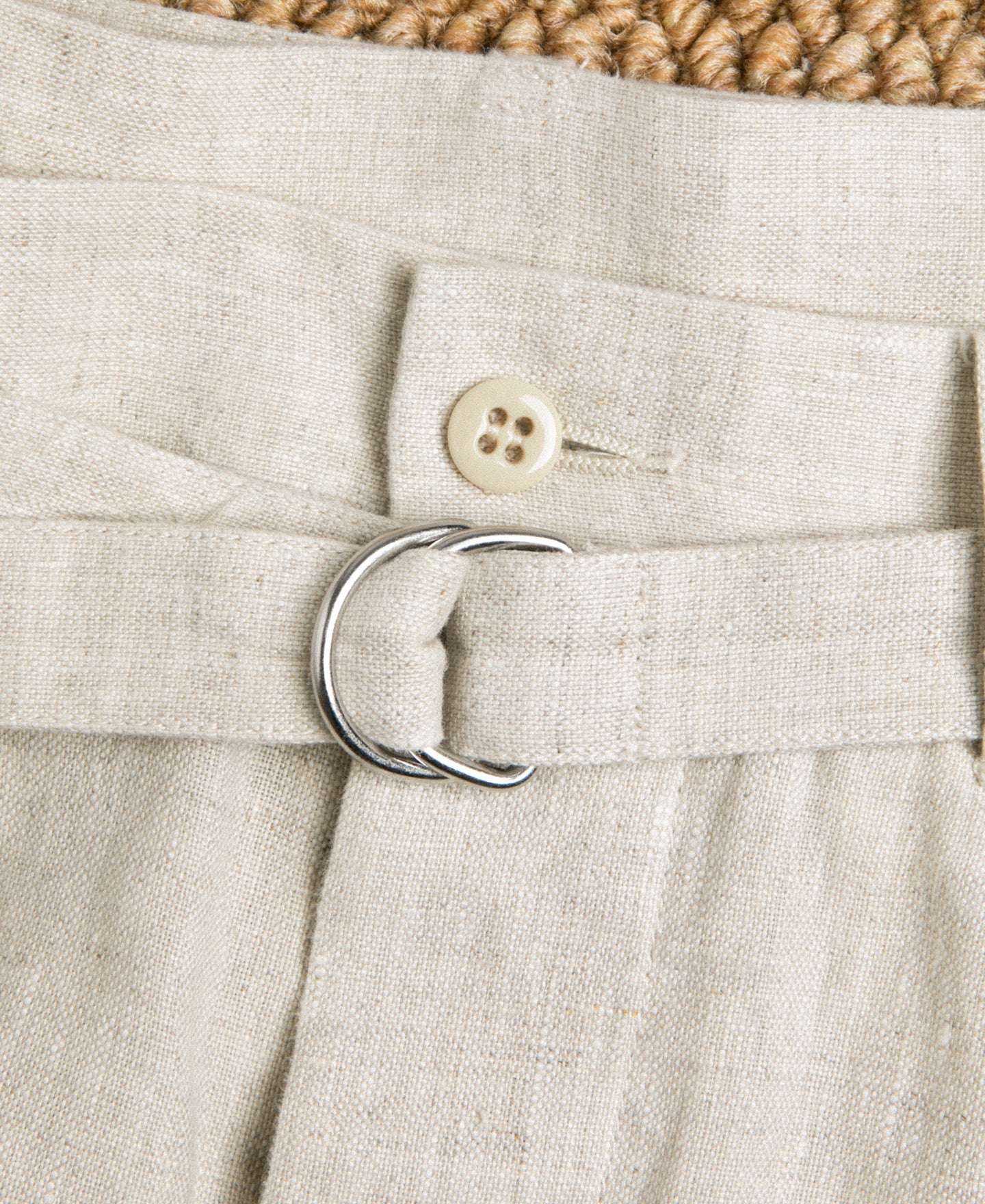 Linen Double Pleated Trousers - Natural
