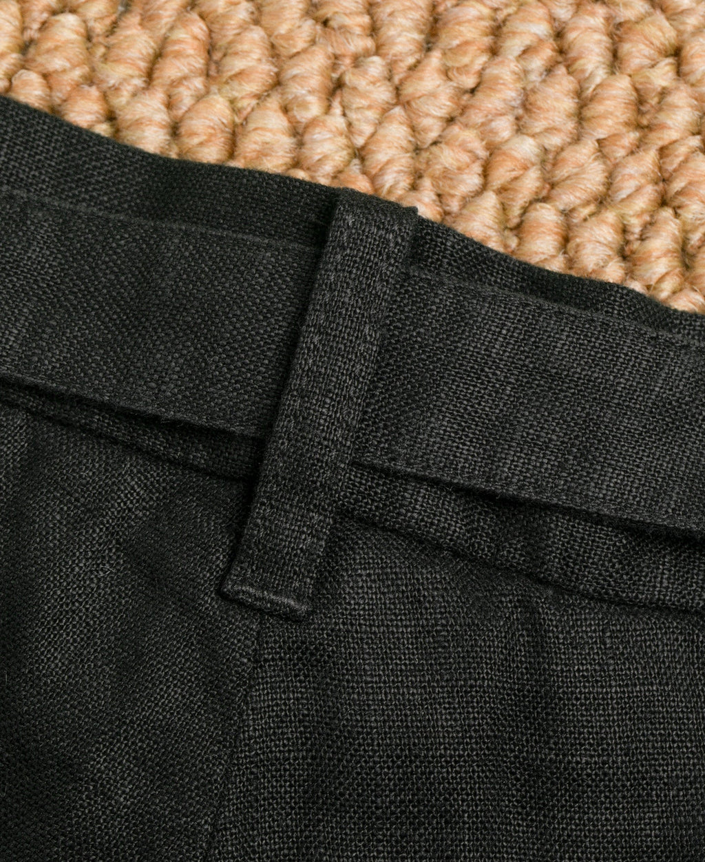 Linen Double Pleated Trousers - Black